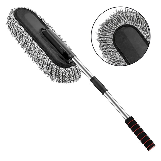 Car cleaning kit with retractable duster, two brushes and microfiber cloth, view 2