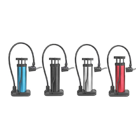 Portable foot air pump with pressure gauge and hose, view 2