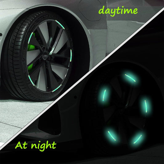 Set of colourful reflective wheel rim stickers for cars and bikes, view 2