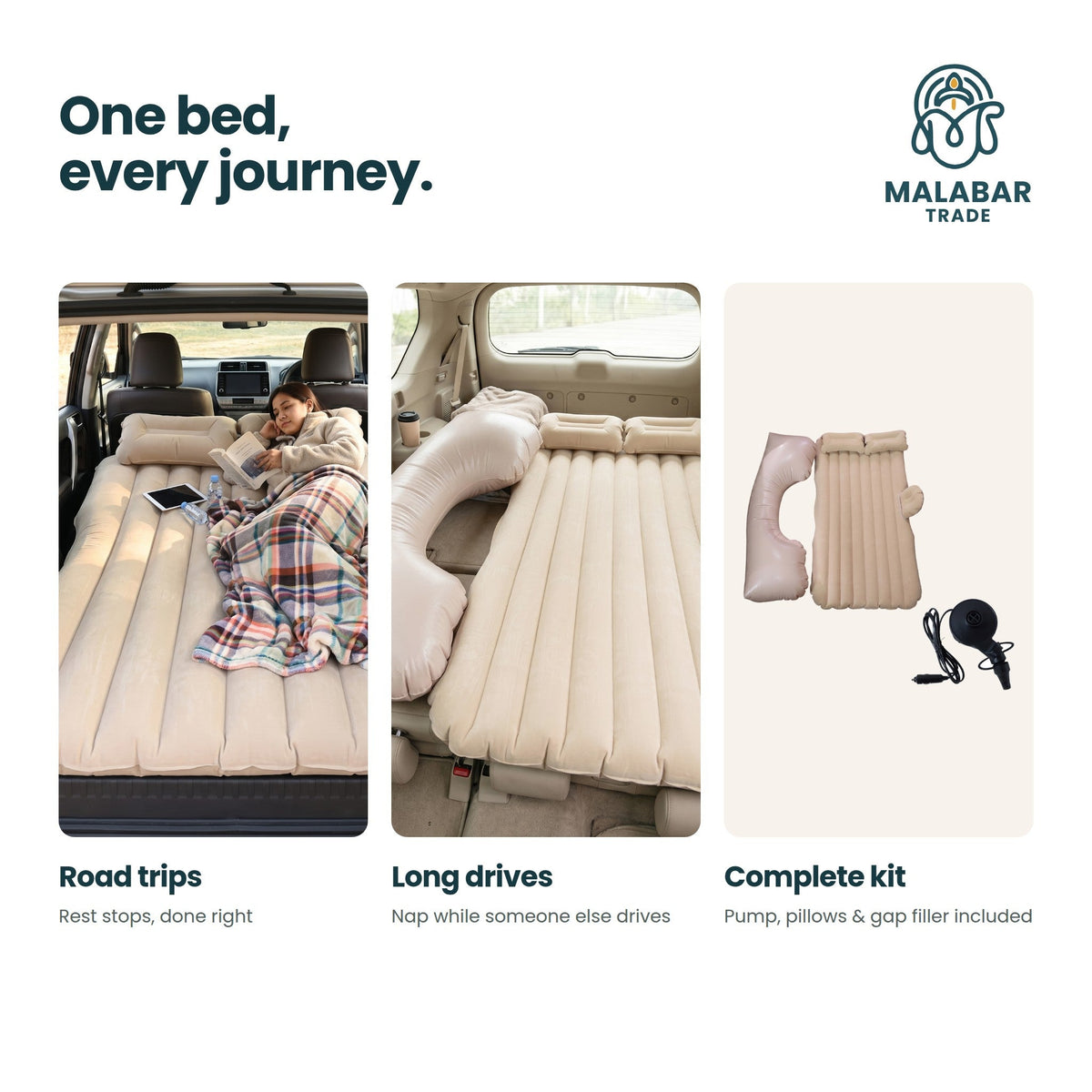 Car air mattress for road trips and camping