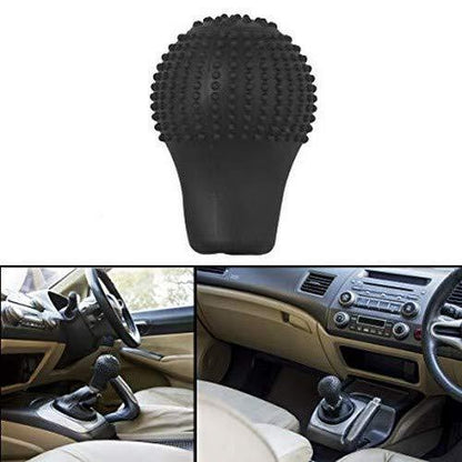 Silicone anti-scratch cover fitted over a car gear shift knob