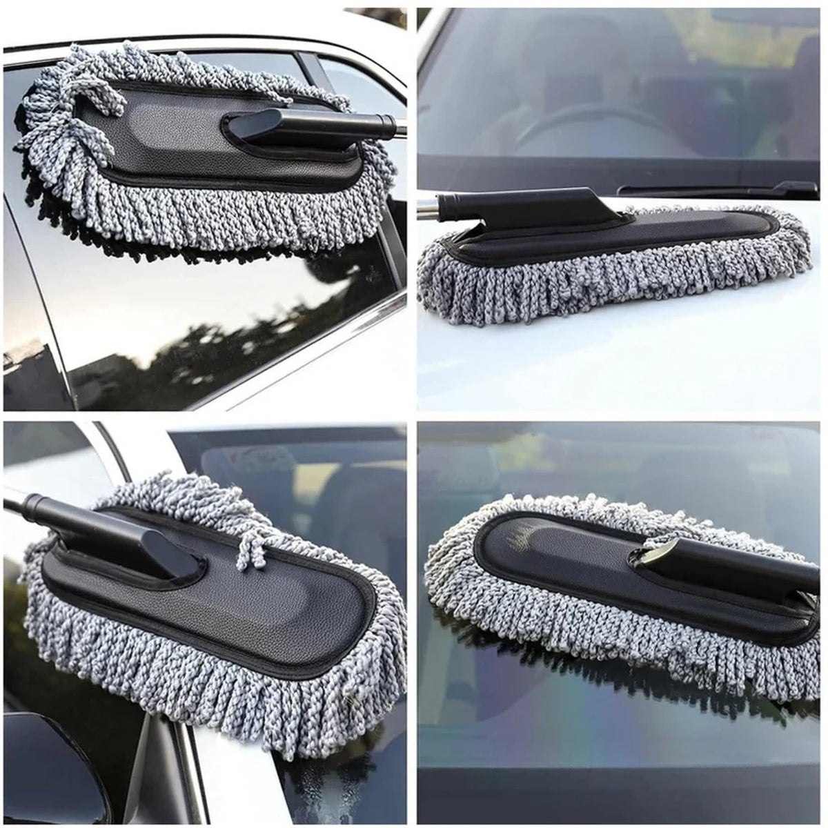 Car cleaning kit with retractable duster, two brushes and microfiber cloth, view 4