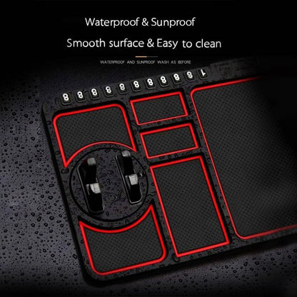 Non-slip silicone car dashboard pad holding a mobile phone upright, view 2