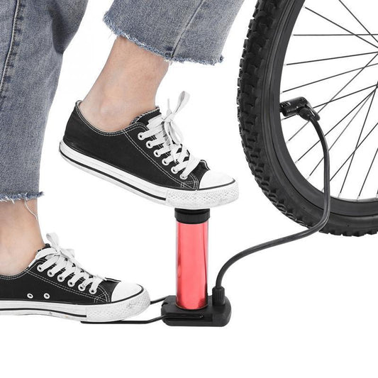 Portable foot air pump with pressure gauge and hose