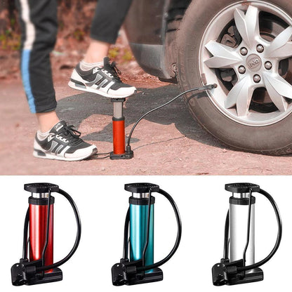 Portable foot air pump with pressure gauge and hose, view 4