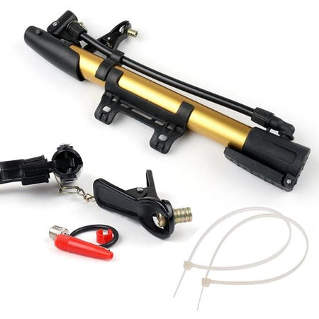 Mini aluminium bicycle pump with frame mounting bracket