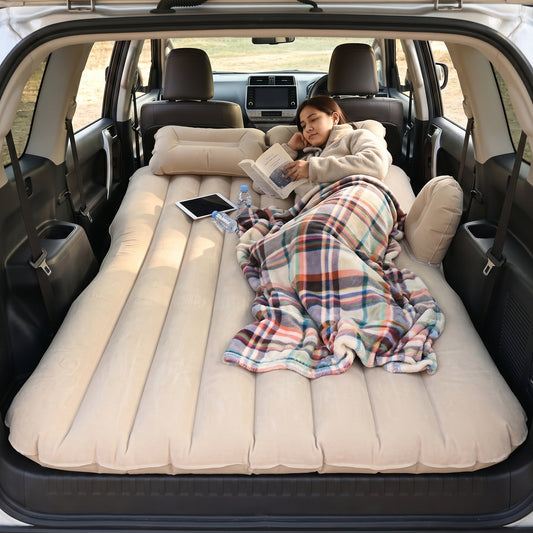 Car air mattress with two pillows, inflated