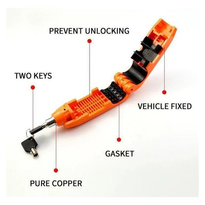Heavy duty brake lever lock clamped on a scooter handlebar grip, view 5