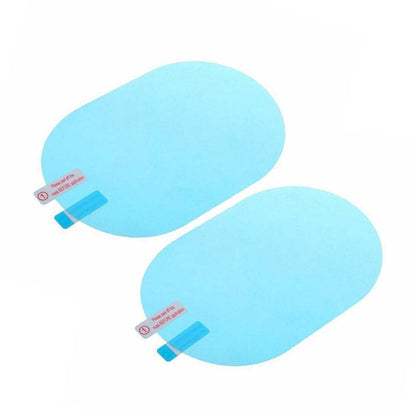 Clear anti-fog rain film applied to a car side mirror, view 4