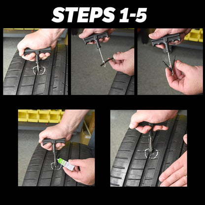 Five brown tubeless tyre puncture repair strips, view 5