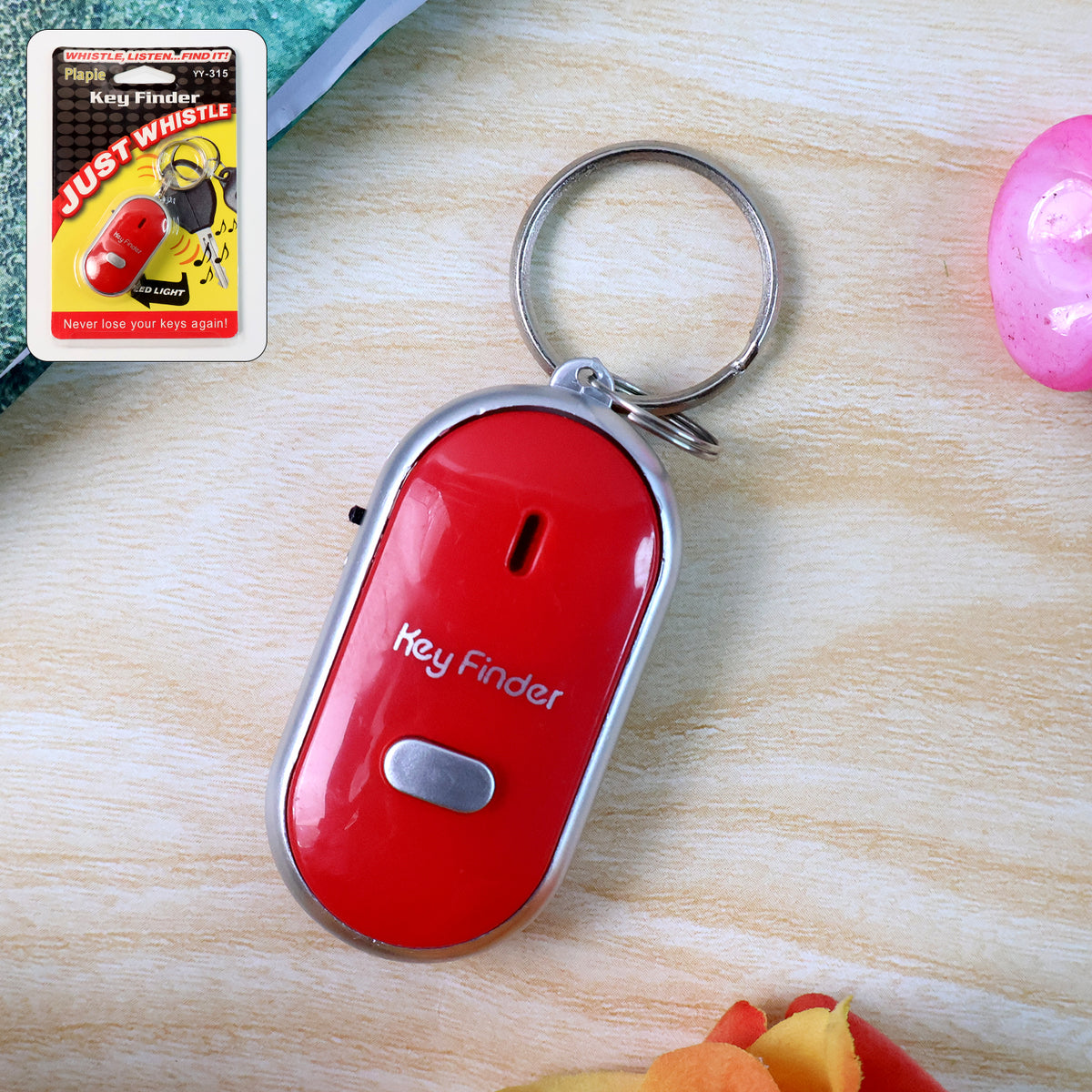 Whistle activated key finder keychain with LED light, view 5