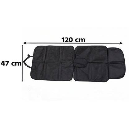 Black waterproof car seat protector mat under a child car seat, view 4