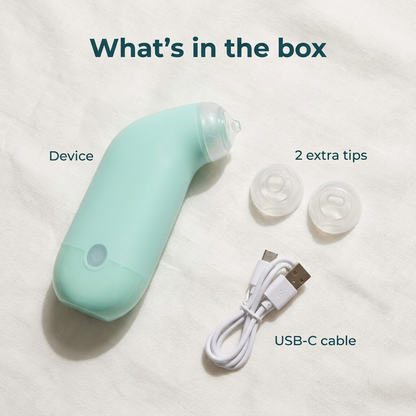 What's in the box: device, 2 extra silicone tips and USB-C cable