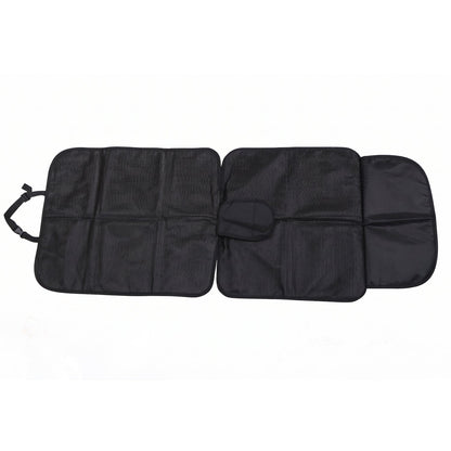 Black waterproof car seat protector mat under a child car seat, view 3