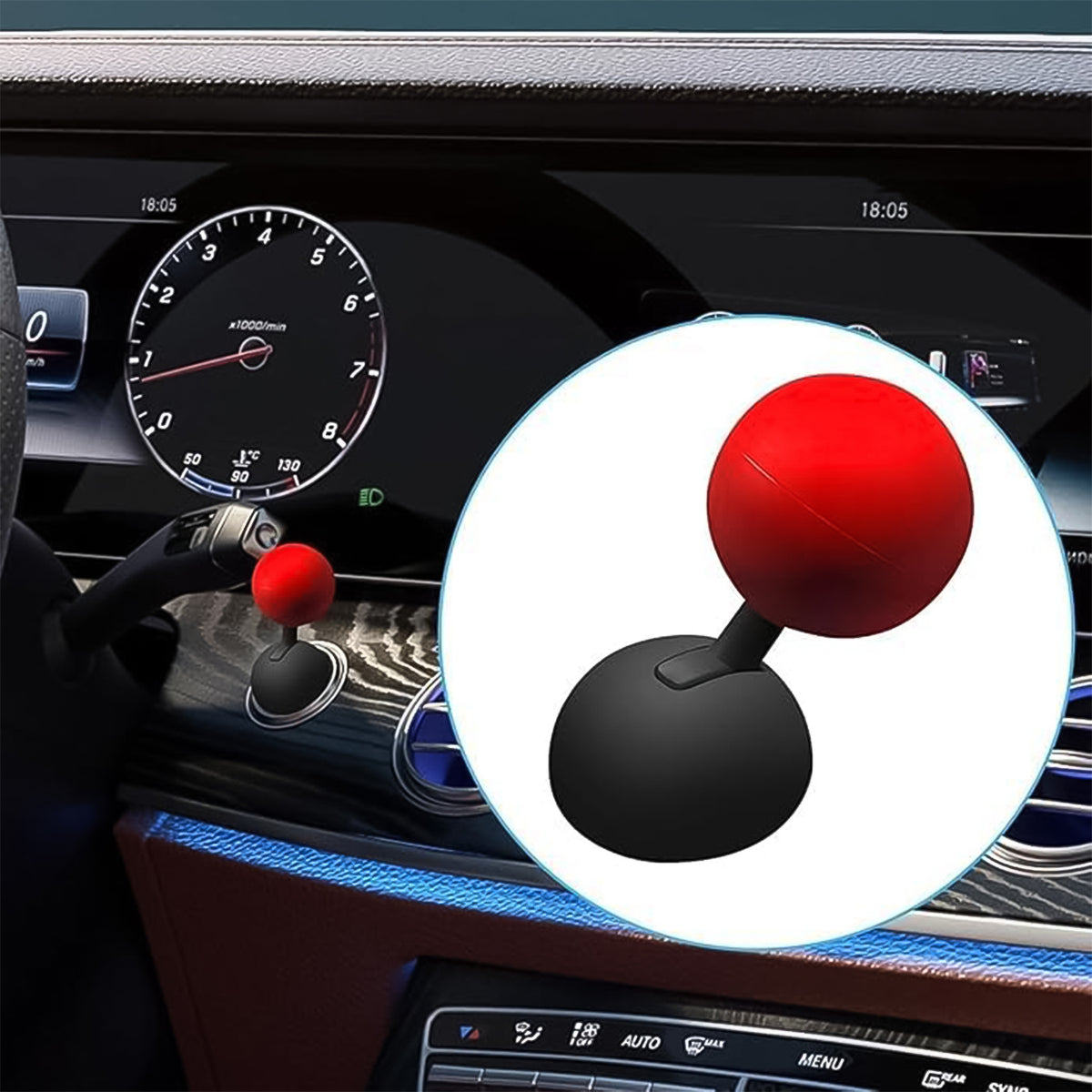 Ball design cover fitted on a car push start engine button, view 4