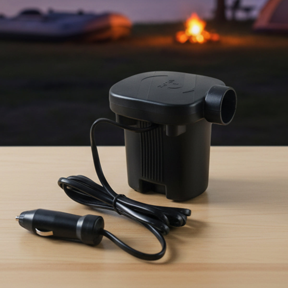Compact electric air pump with car charging adapter and nozzles, view 5