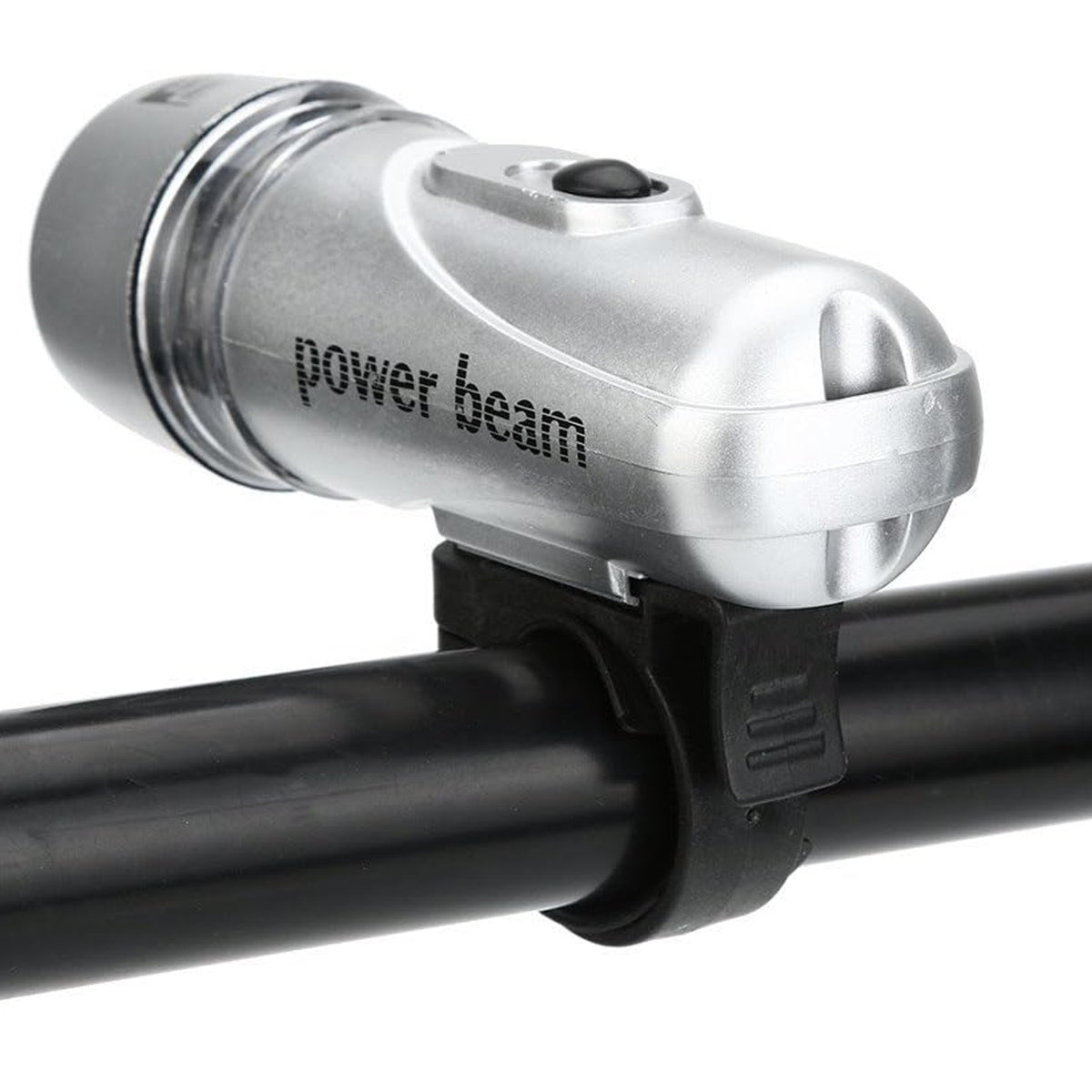 Compact LED bicycle headlight on an adjustable handlebar mount, view 2