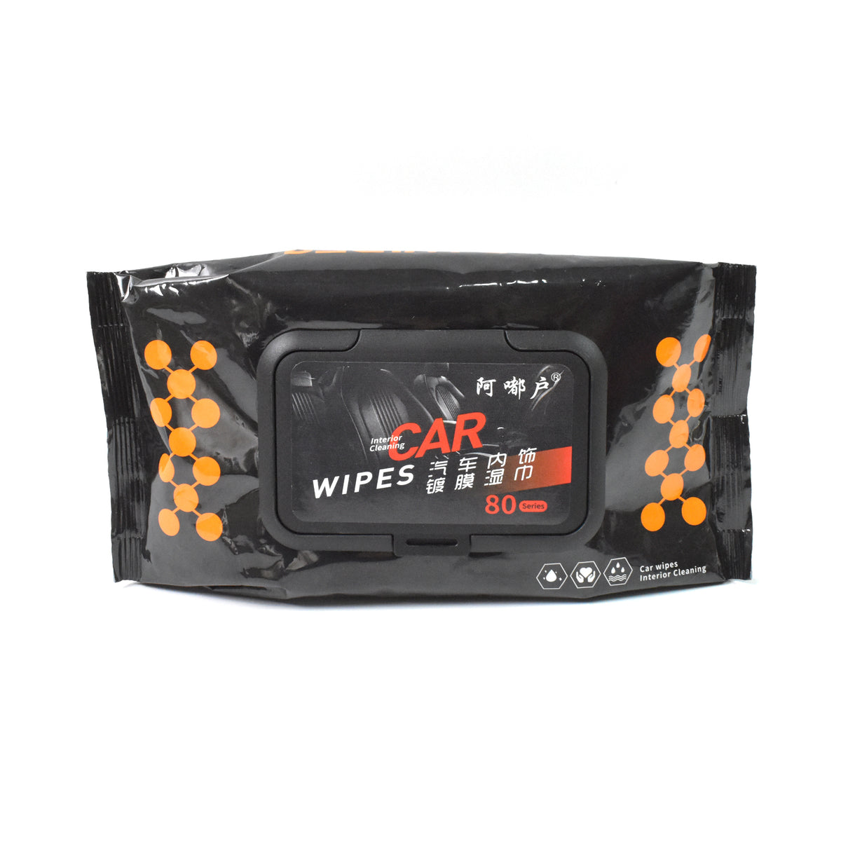 Pack of 80 car dashboard and leather cleaning wipes with flip lid, view 4