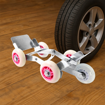 Steel flat tyre mover trolley with small wheels for two wheelers, view 4