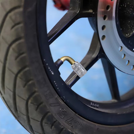 Set of four silver aluminium tyre valve caps