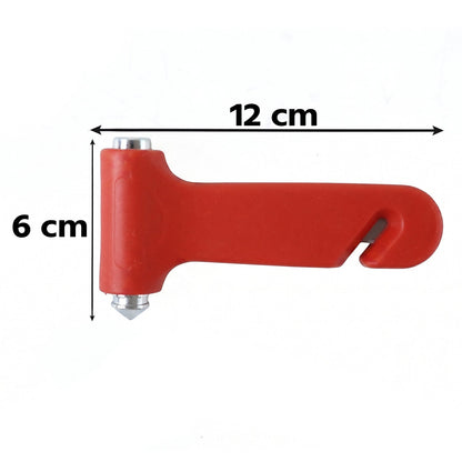 Red 2 in 1 car safety hammer with window breaker and seatbelt cutter, view 4
