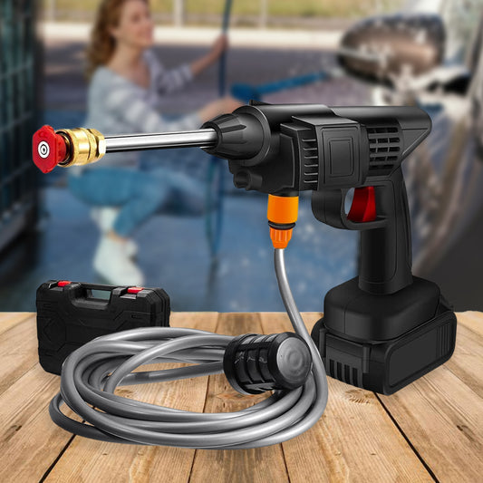 Cordless 48V car pressure washer gun with rechargeable battery and accessories