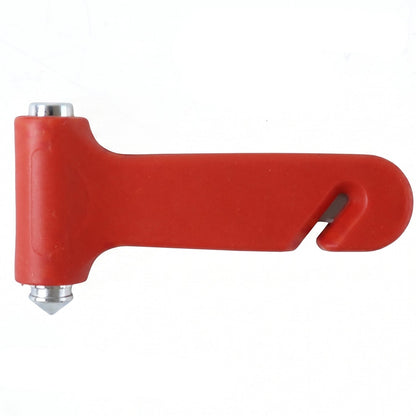 Red 2 in 1 car safety hammer with window breaker and seatbelt cutter, view 3