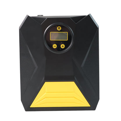 Compact 12V digital tyre inflator with LCD display, hose and nozzles, view 4