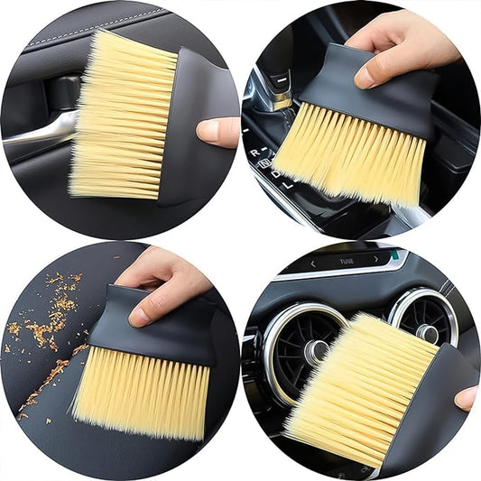 Soft long-bristle brush cleaning a car AC vent, view 2