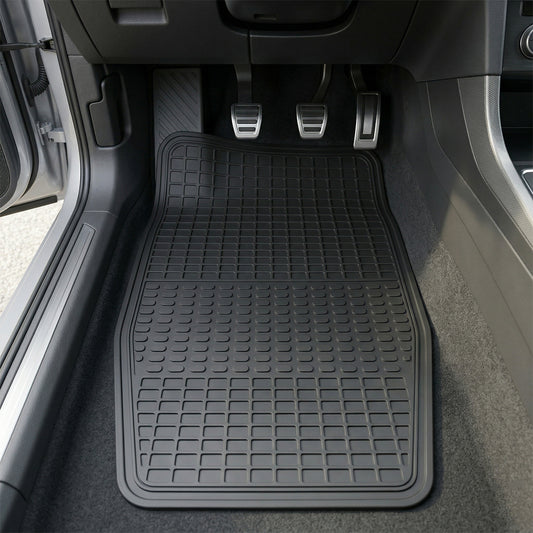 Set of four heavy duty rubber car floor mats with deep grooves, view 2