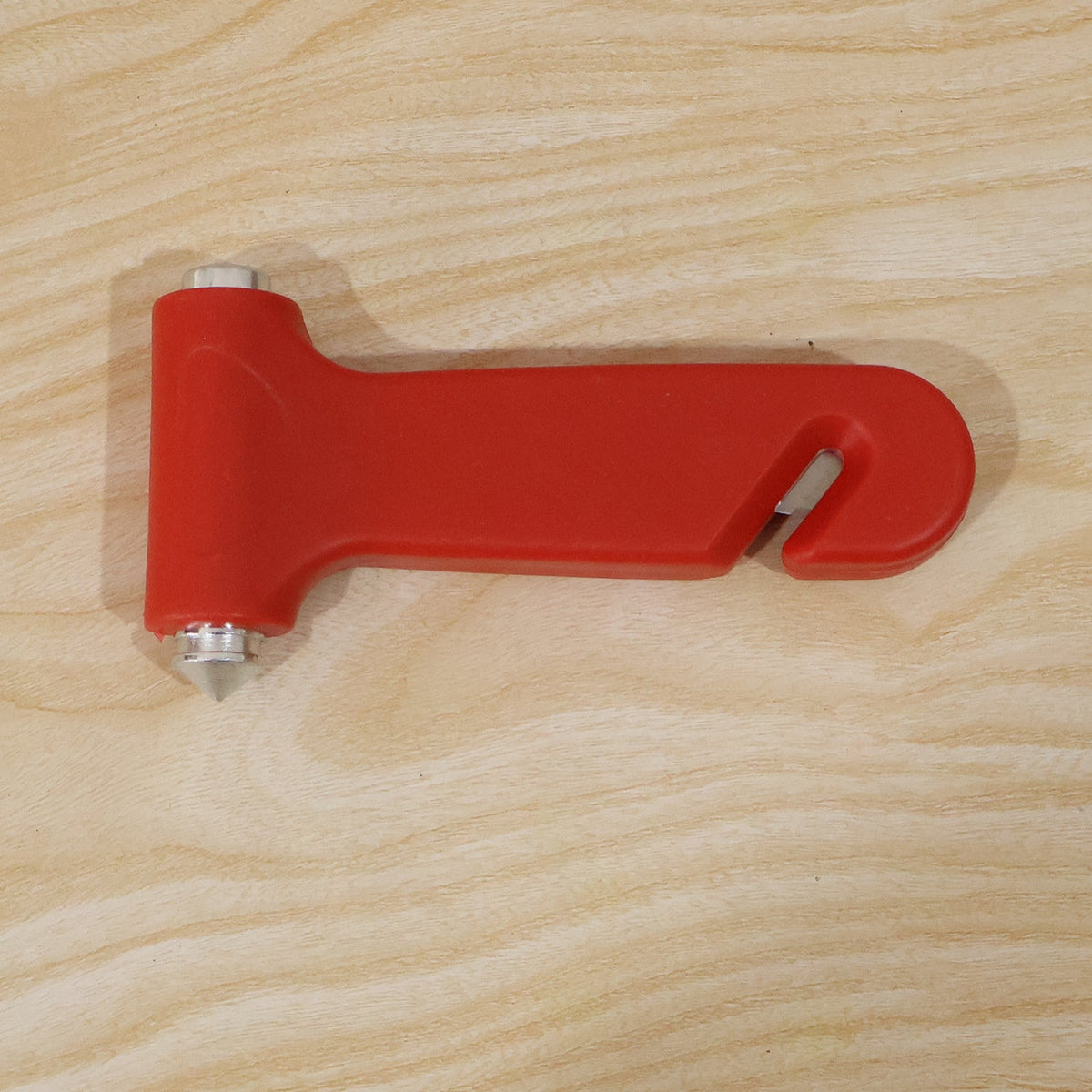 Red 2 in 1 car safety hammer with window breaker and seatbelt cutter, view 6