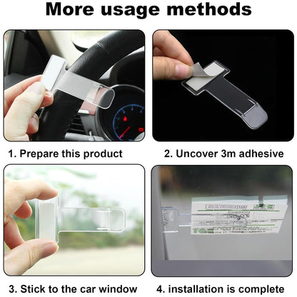 Two transparent self-adhesive windshield ticket holder clips, view 4