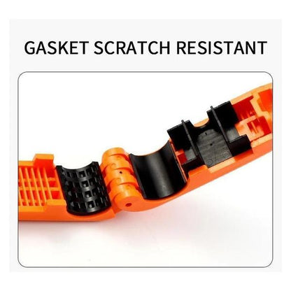 Heavy duty brake lever lock clamped on a scooter handlebar grip, view 4