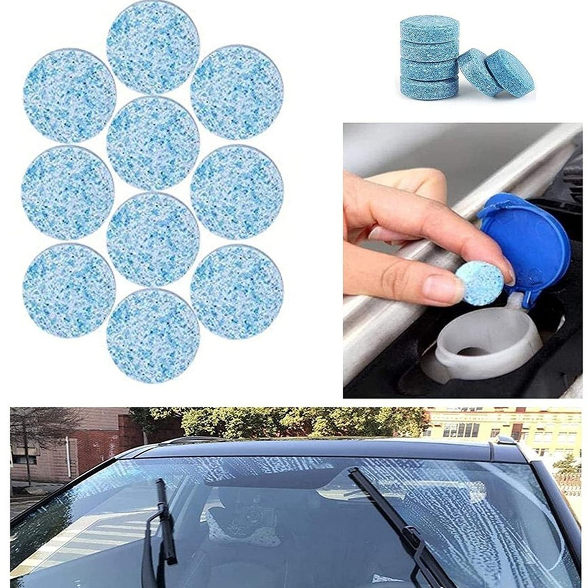 Pack of 10 car windshield cleaner tablets for washer fluid, view 5