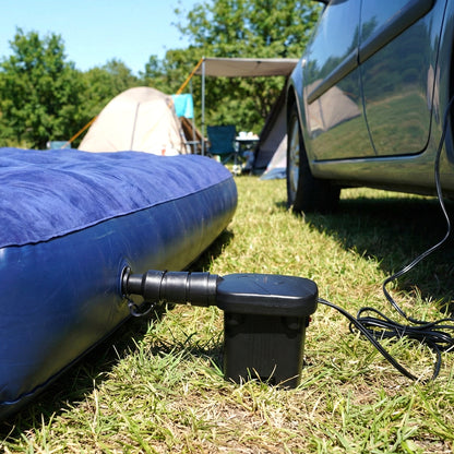Compact electric air pump with car charging adapter and nozzles, view 4