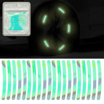 Set of colourful reflective wheel rim stickers for cars and bikes, view 5