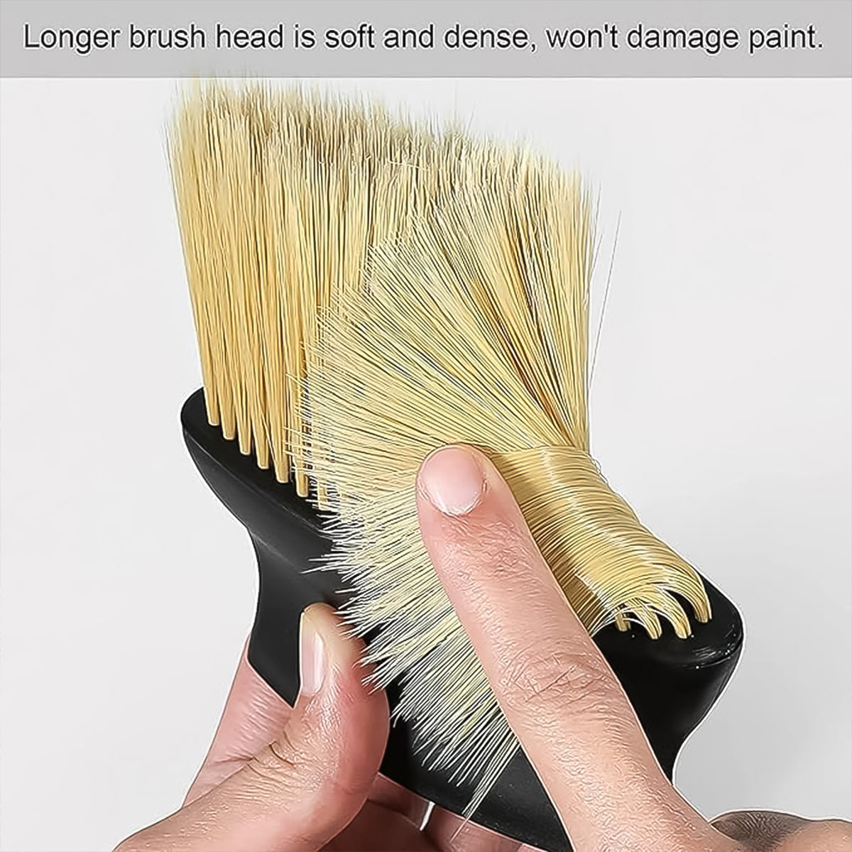 Soft long-bristle brush cleaning a car AC vent, view 4