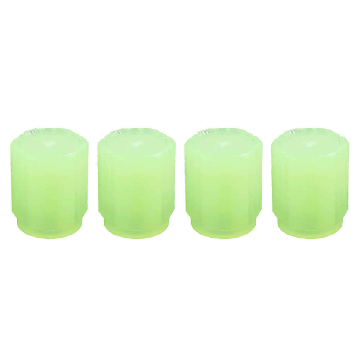 Set of four glow in the dark tyre valve caps, view 2