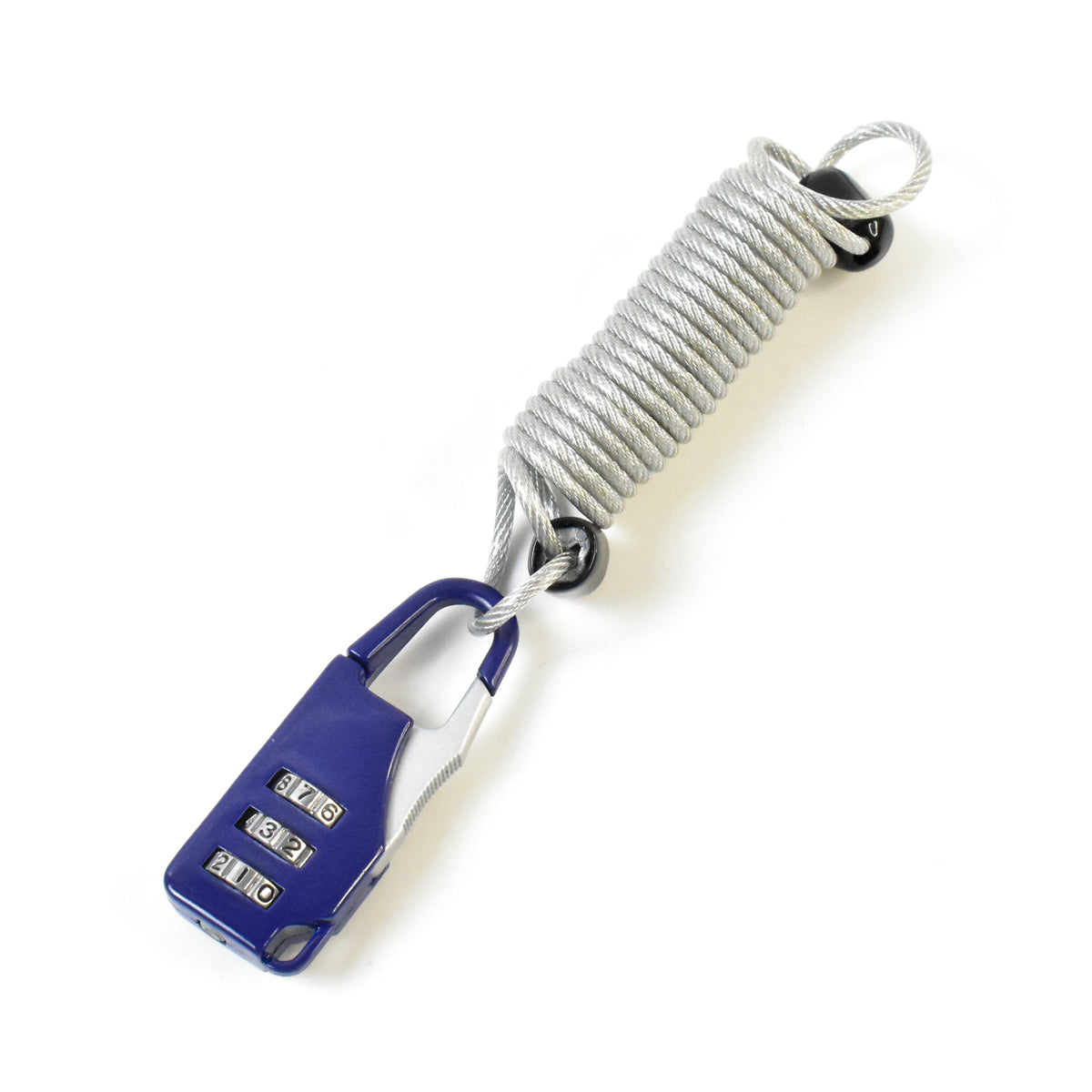 3-digit combination padlock with PVC coated steel cable, view 3