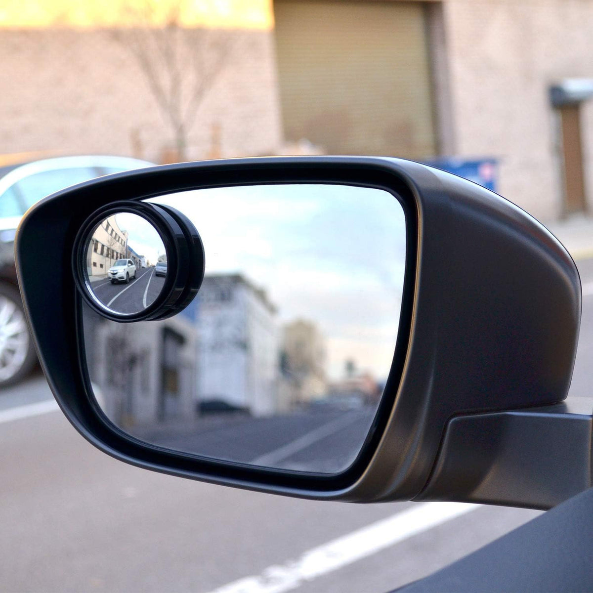Pair of round frameless blind spot mirrors for car side mirrors, view 4